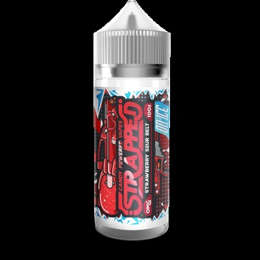 STRAWBERRY SOUR BELT ON ICE E LIQUID BY STRAPPED 100ML 70VG