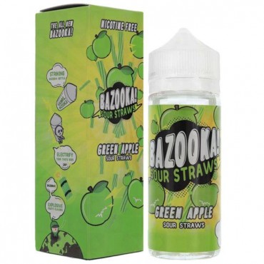 GREEN APPLE SOUR STRAWS E-LIQUID BY BAZOOKA 100ML 70VG