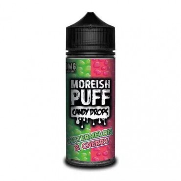 WATERMELON & CHERRY E LIQUID BY MOREISH PUFF - CANDY DROPS 100ML 70VG