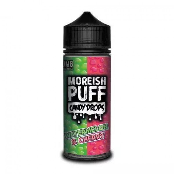 WATERMELON & CHERRY E LIQUID BY MOREISH PUFF - CANDY DROPS 100ML 70VG