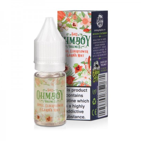 APPLE, ELDERFLOWER AND GARDEN MINT NICOTINE SALT E-LIQUID BY OHM BOY VOLUME II