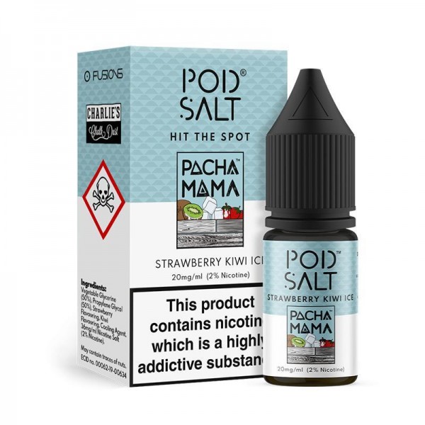 STRAWBERRY KIWI ICE NICOTINE SALT E-LIQUID BY POD SALT FUSIONS RANGE