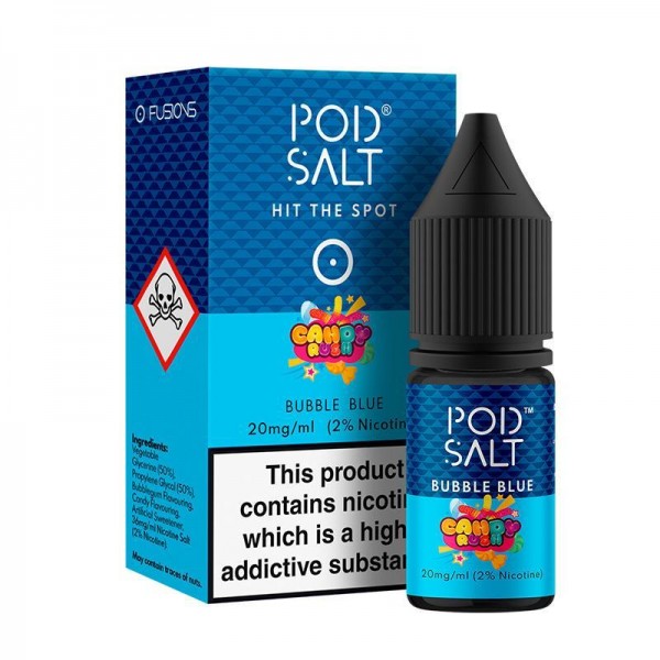 BUBBLE BLUE NICOTINE SALT E-LIQUID BY POD SALT FUSIONS RANGE