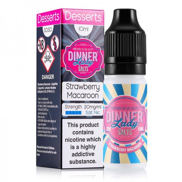 STRAWBERRY MACAROON NICOTINE SALT E-LIQUID BY DINNER LADY SALTS